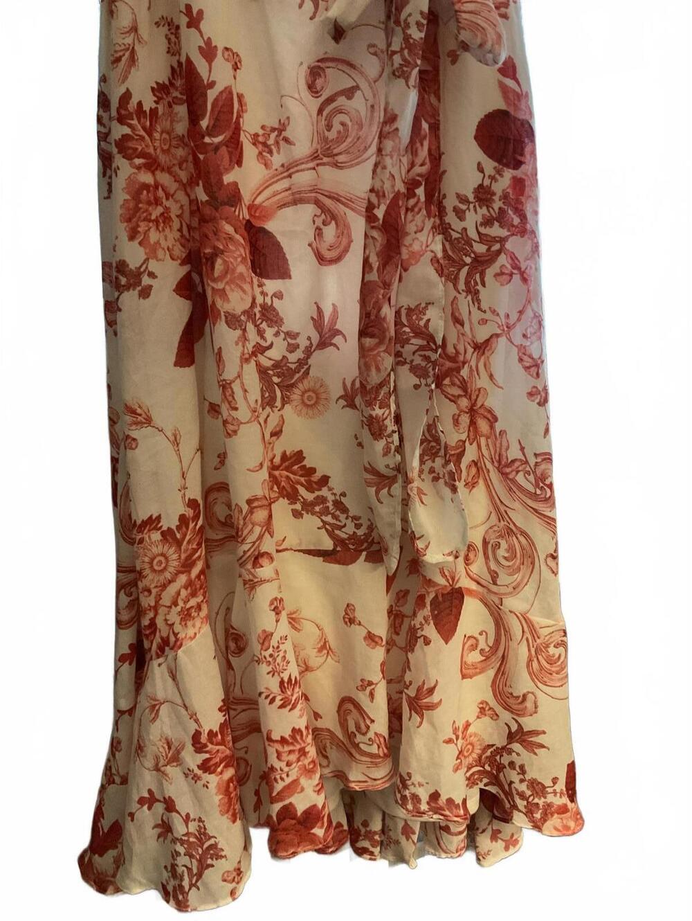 Gabby Skye White and Pink Floral Midi Dress with Ruffled Hem Size 10 - Picture 6 of 12